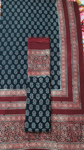 Lawn Shirt Dupatta Black & Maroon