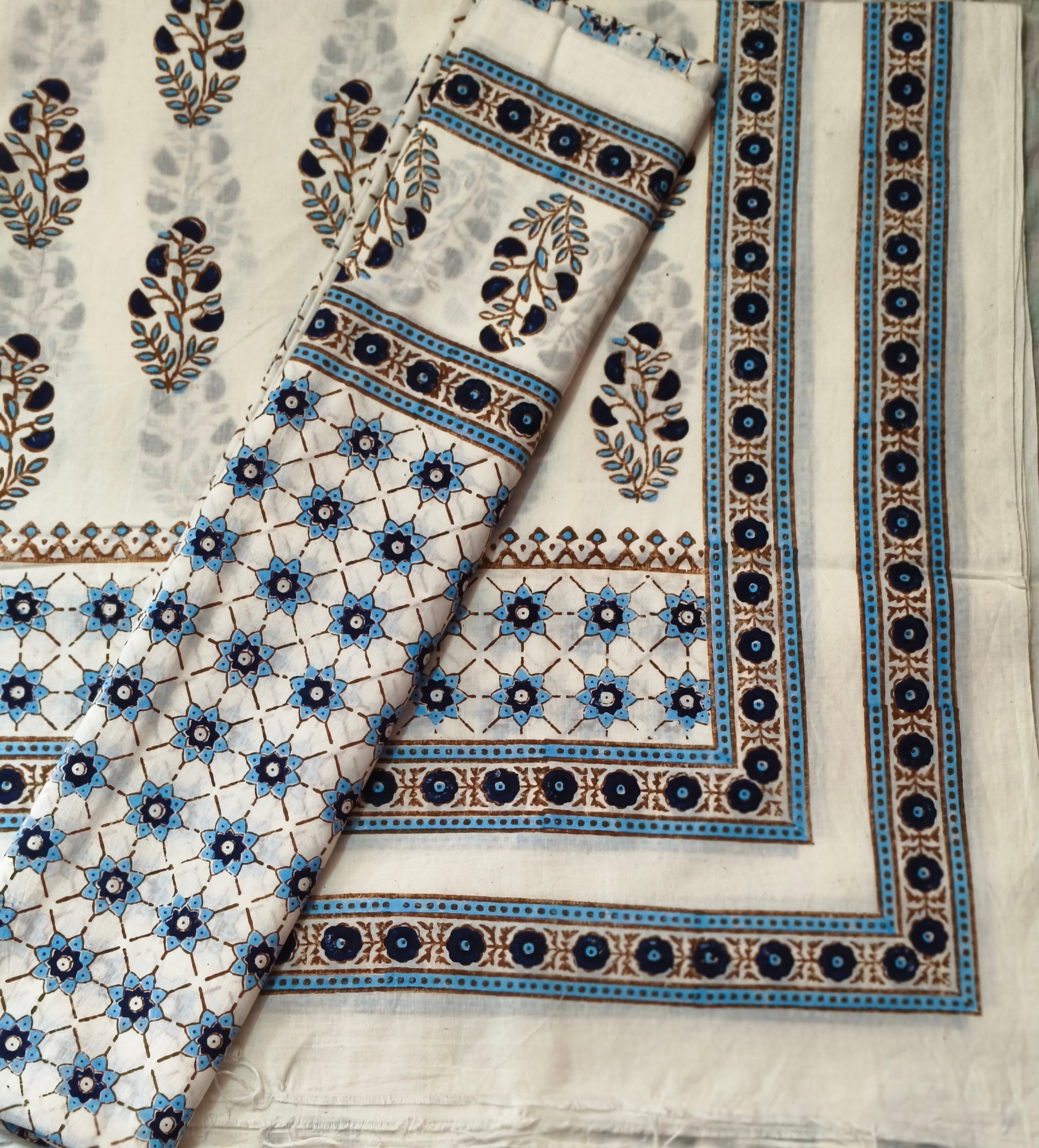 Block print Shirt Dupatta soft Cotton