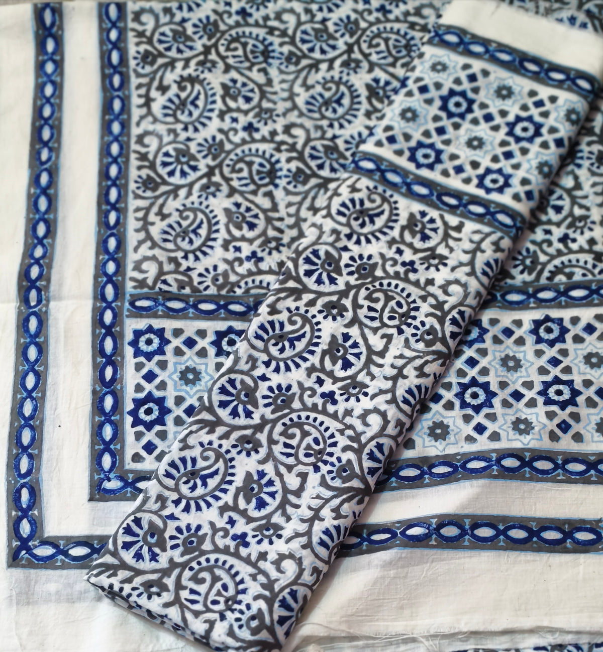 Block print Shirt Dupatta soft Cotton